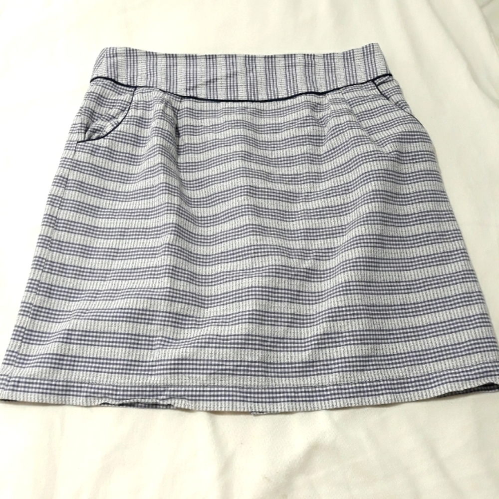 Anthropologi Edmé & esyllte Skirt  100% Cotton Gingham White Purple Line…